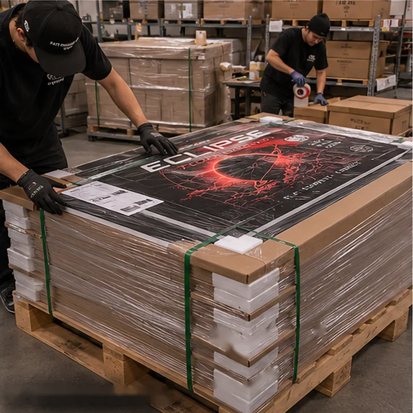 ECLIPSE boards strapped to the pallet