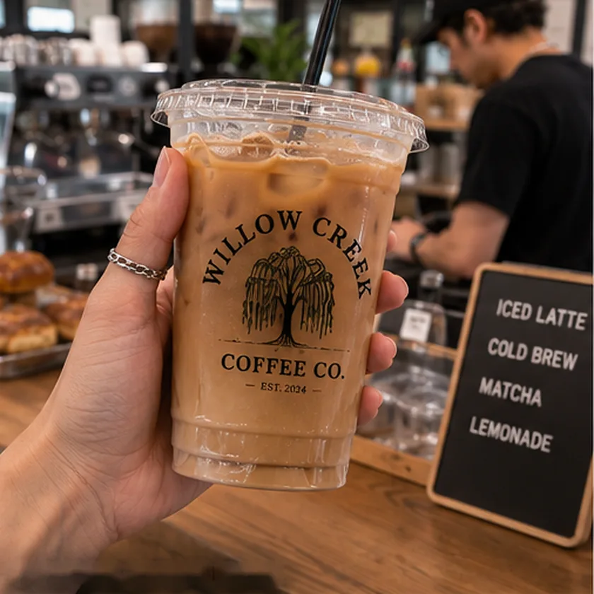 Willow Creek iced latte in hand at the café