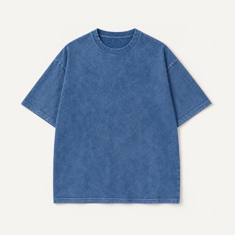 230G Snow-Washed Cotton T-Shirt — Washed Blue, L