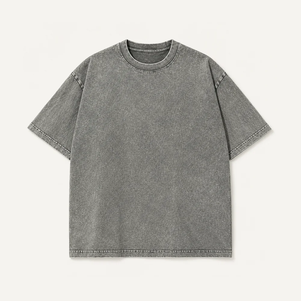 230G Snow-Washed Cotton T-Shirt — Washed Gray, L