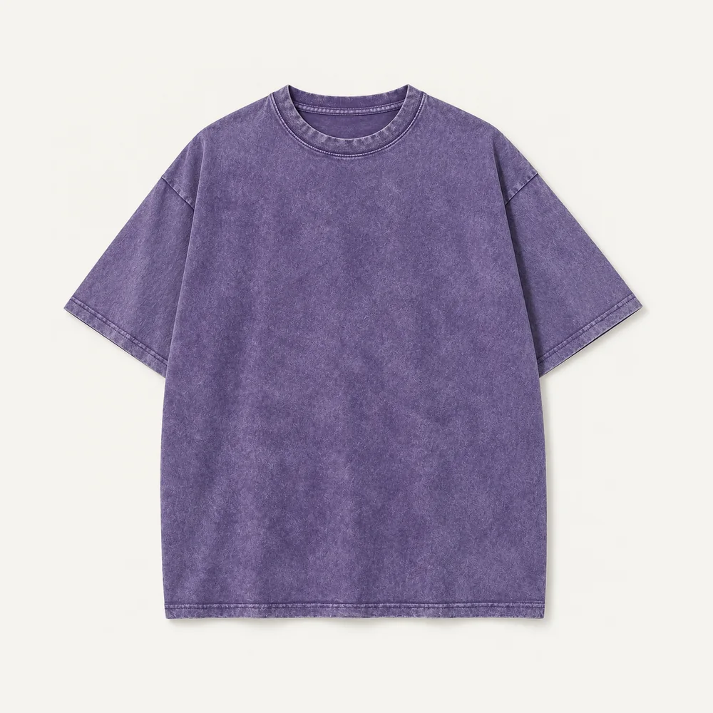 230G Snow-Washed Cotton T-Shirt — Washed Purple, S
