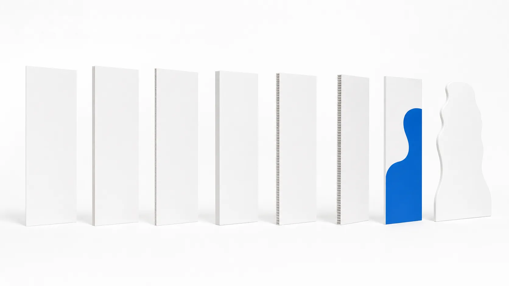 Foam board, coroplast, and contour-cut board samples